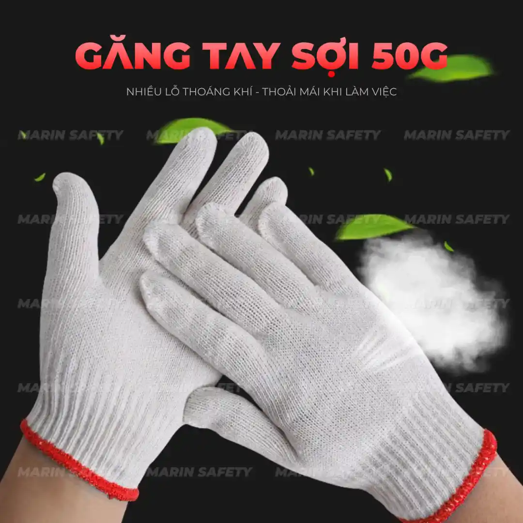 Găng tay sợi 50g bảo hộ lao động 2 Găng tay bảo hộ sợi 50g màu trắng - Ảnh 1