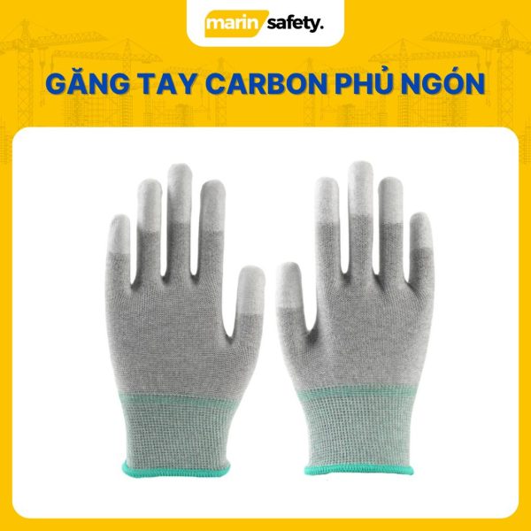 Găng tay PU carbon phủ ngón chống tĩnh điện