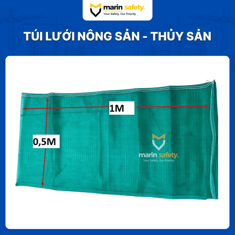 Túi lưới đựng nông sản, thủy sản hải sản Túi lưới cước HDPE màu xanh – Đựng dược liệu, nông sản, thủy sản 50cm x 1m – Miệng rút - Ảnh 1